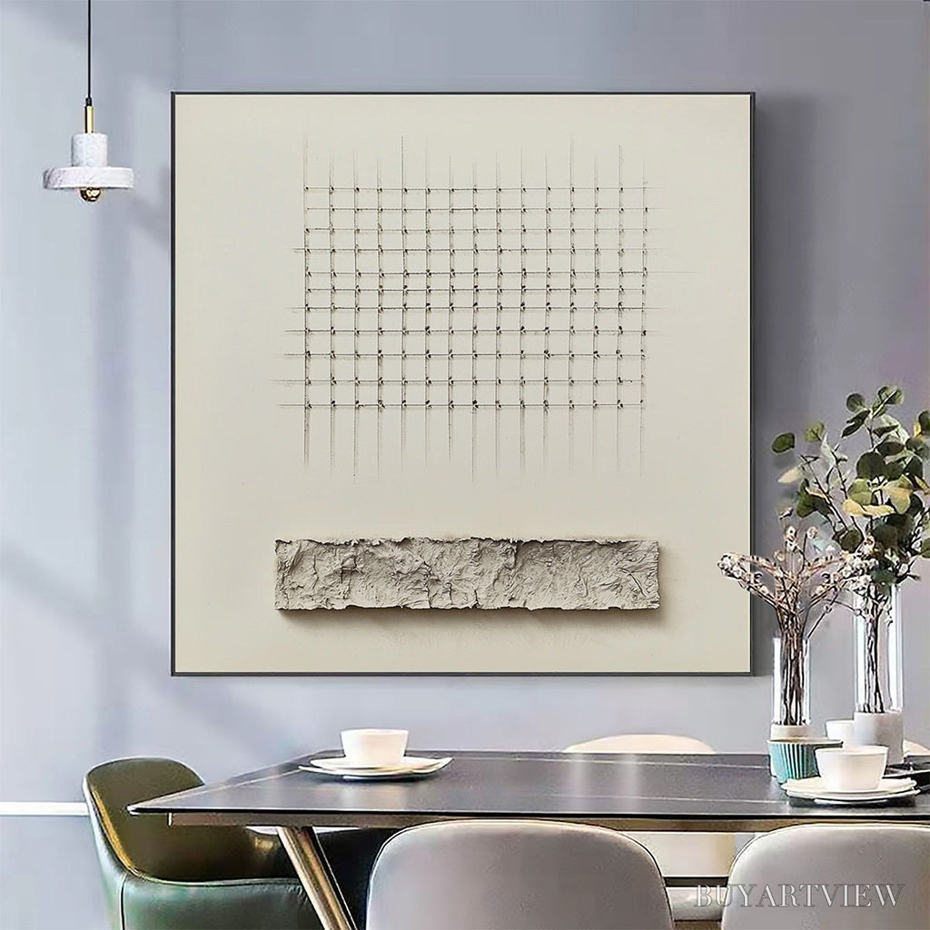 ARTOVITAS Order & Texture – Minimalist Beige Abstract Acrylic Painting - image 2