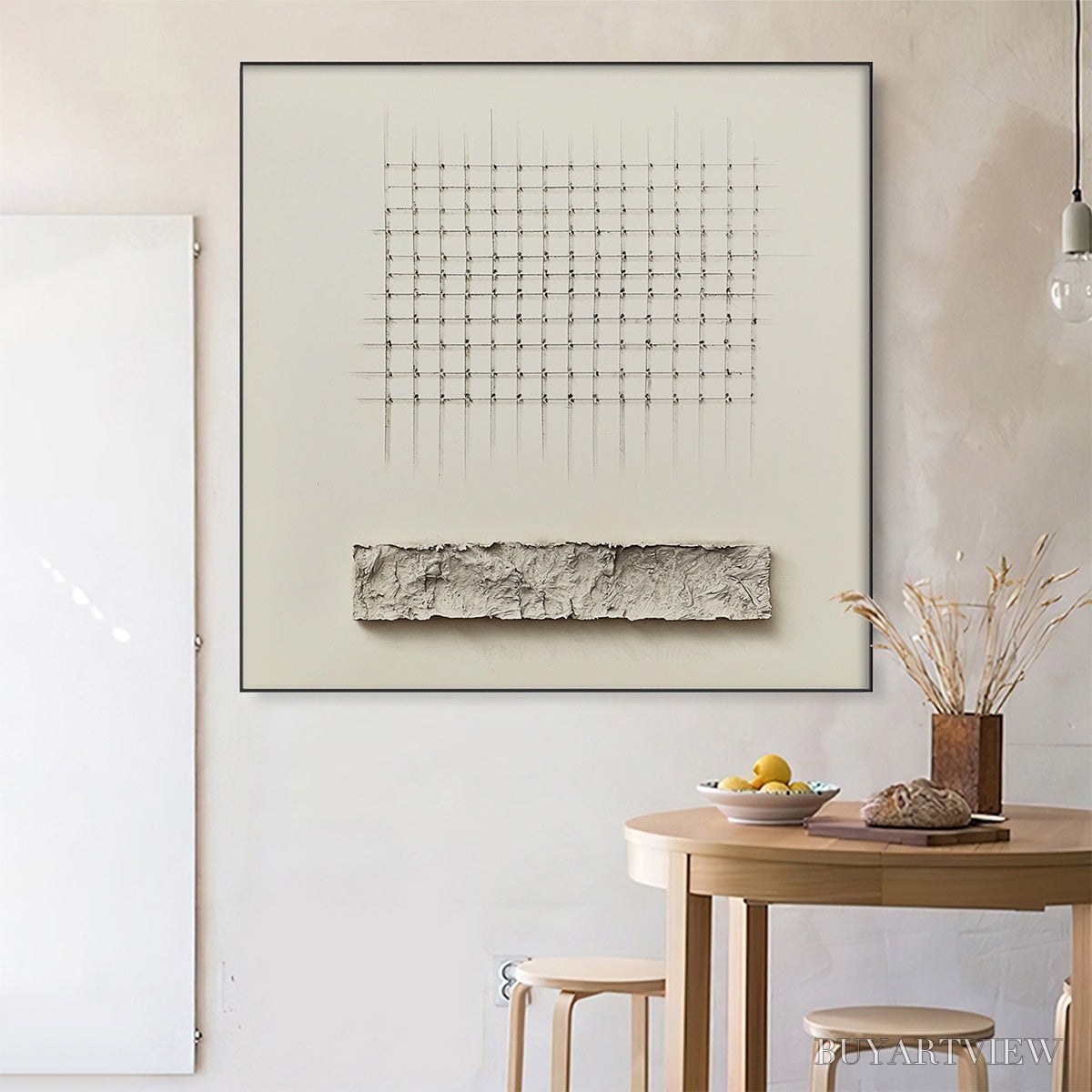 ARTOVITAS Order & Texture – Minimalist Beige Abstract Acrylic Painting - image 3