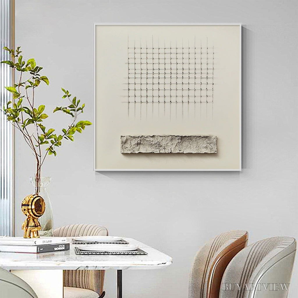 ARTOVITAS Order & Texture – Minimalist Beige Abstract Acrylic Painting - image 5