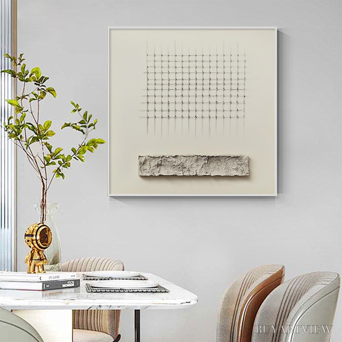 ARTOVITAS Order & Texture – Minimalist Beige Abstract Acrylic Painting - image 5