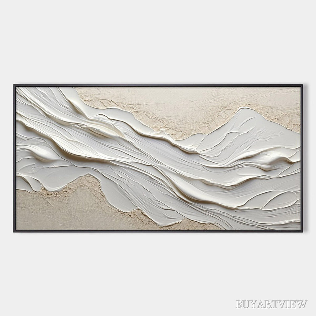 ARTOVITAS White Sands – Textured Abstract Oil Painting in White - image 1