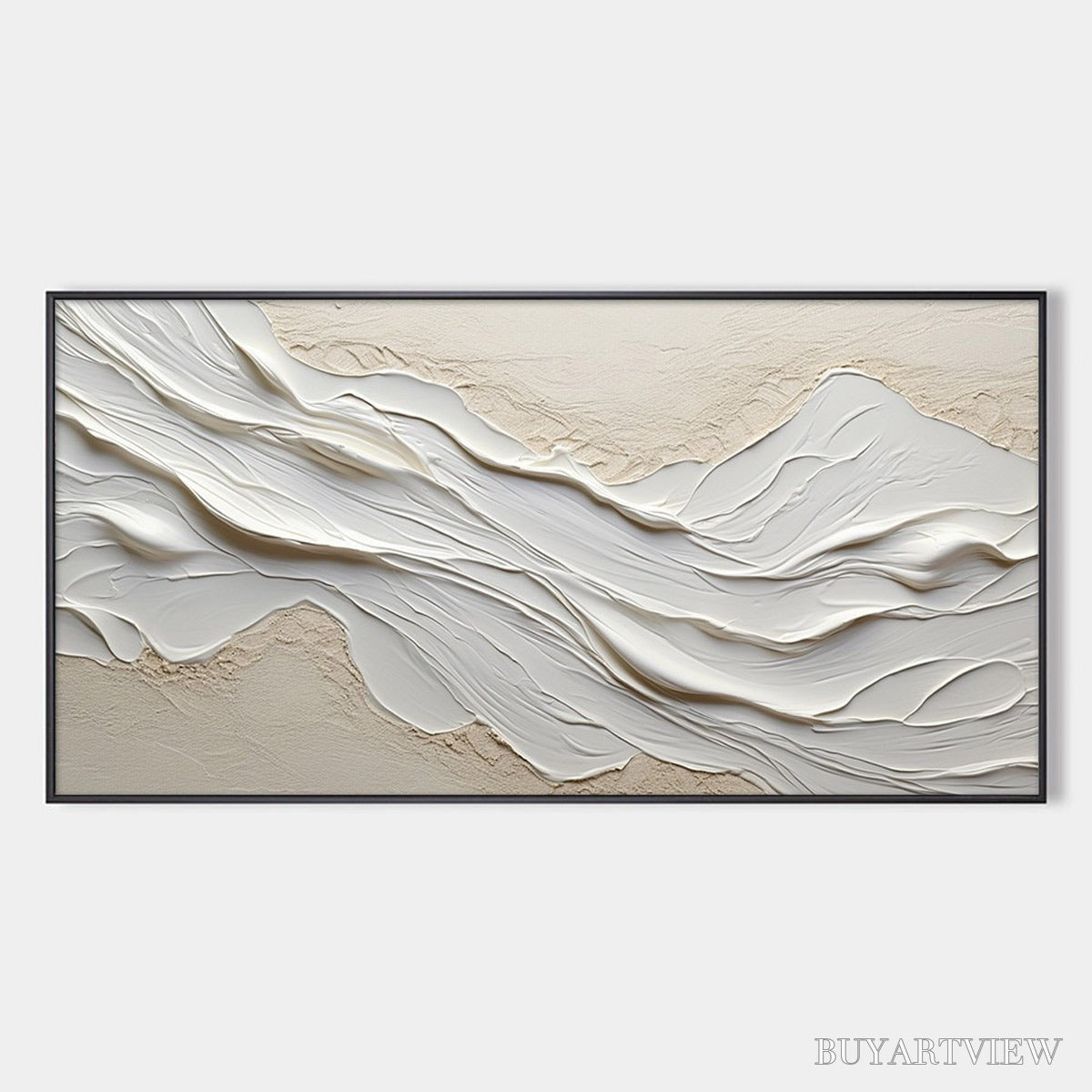 ARTOVITAS White Sands – Textured Abstract Oil Painting in White - image 1