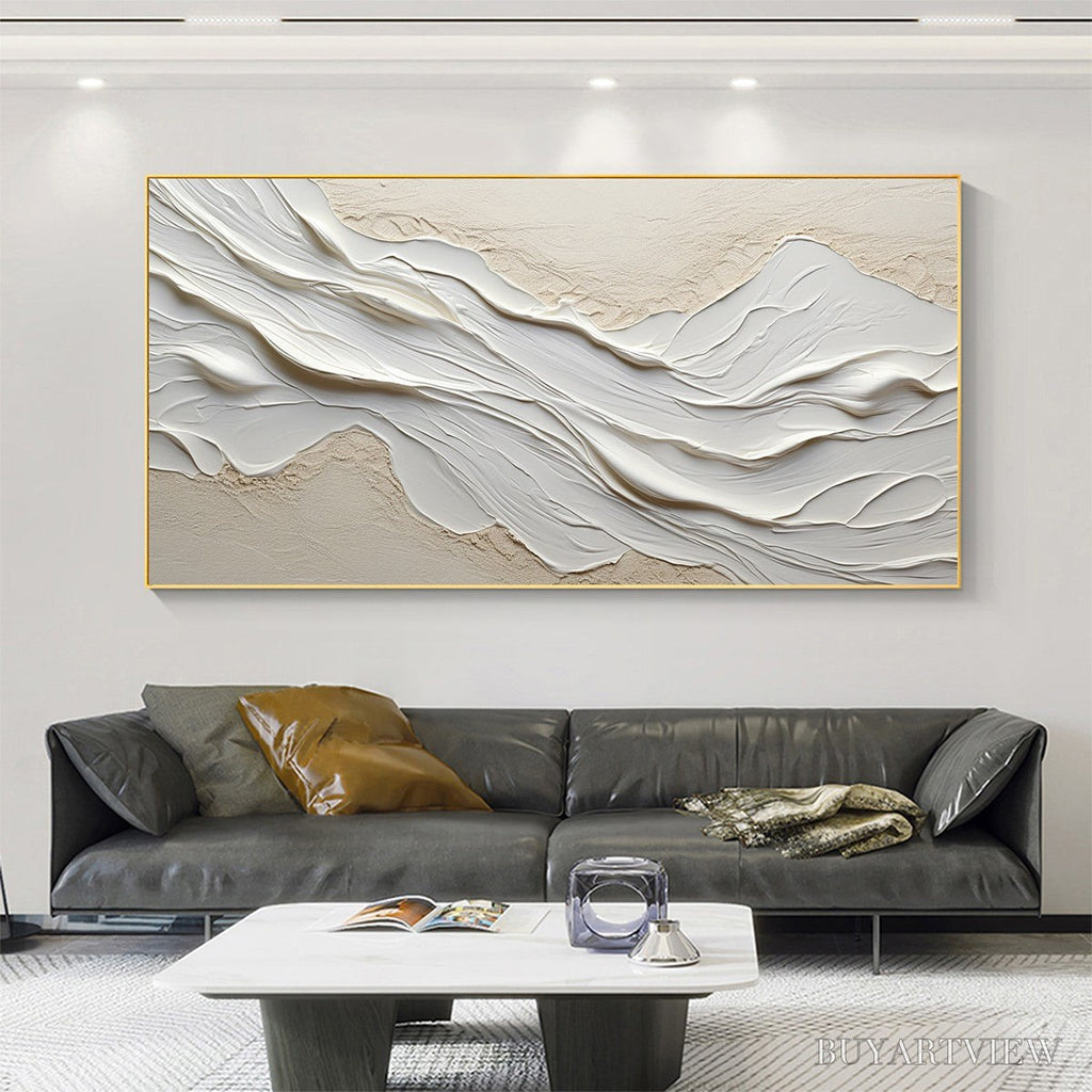 ARTOVITAS White Sands – Textured Abstract Oil Painting in White - image 2