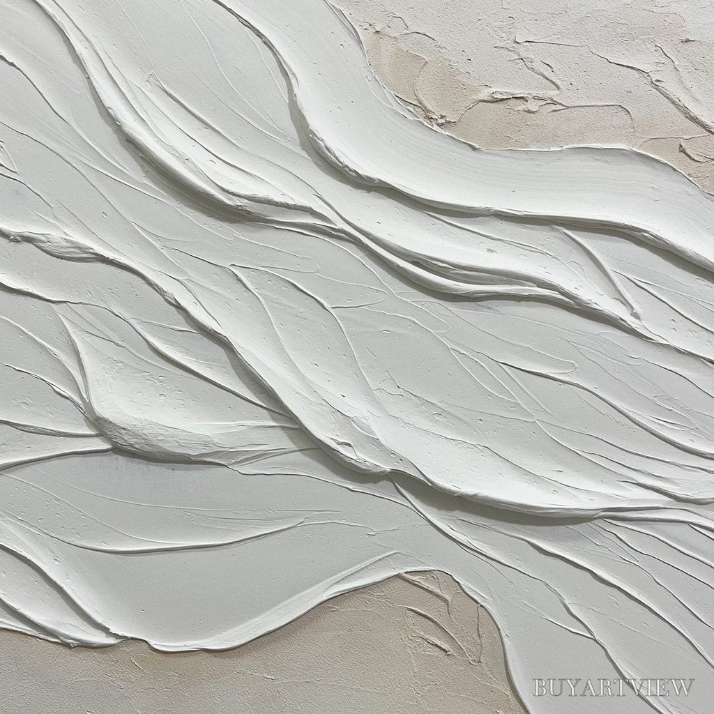 ARTOVITAS White Sands – Textured Abstract Oil Painting in White - image 3