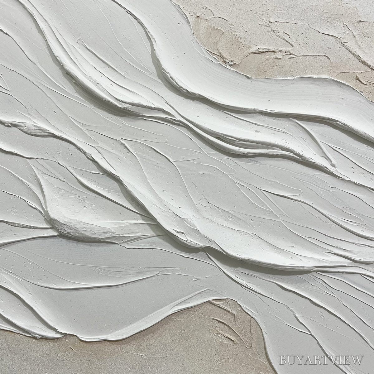 ARTOVITAS White Sands – Textured Abstract Oil Painting in White - image 3
