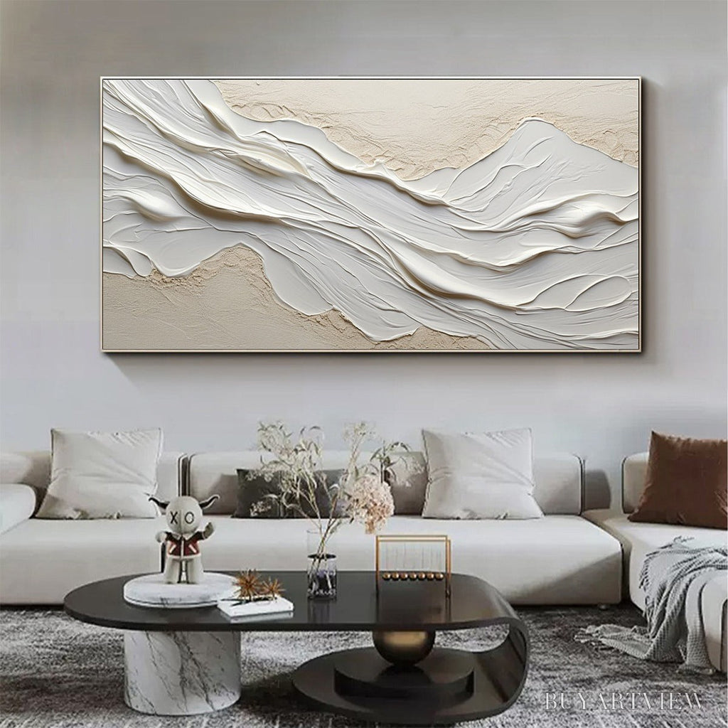ARTOVITAS White Sands – Textured Abstract Oil Painting in White - image 4