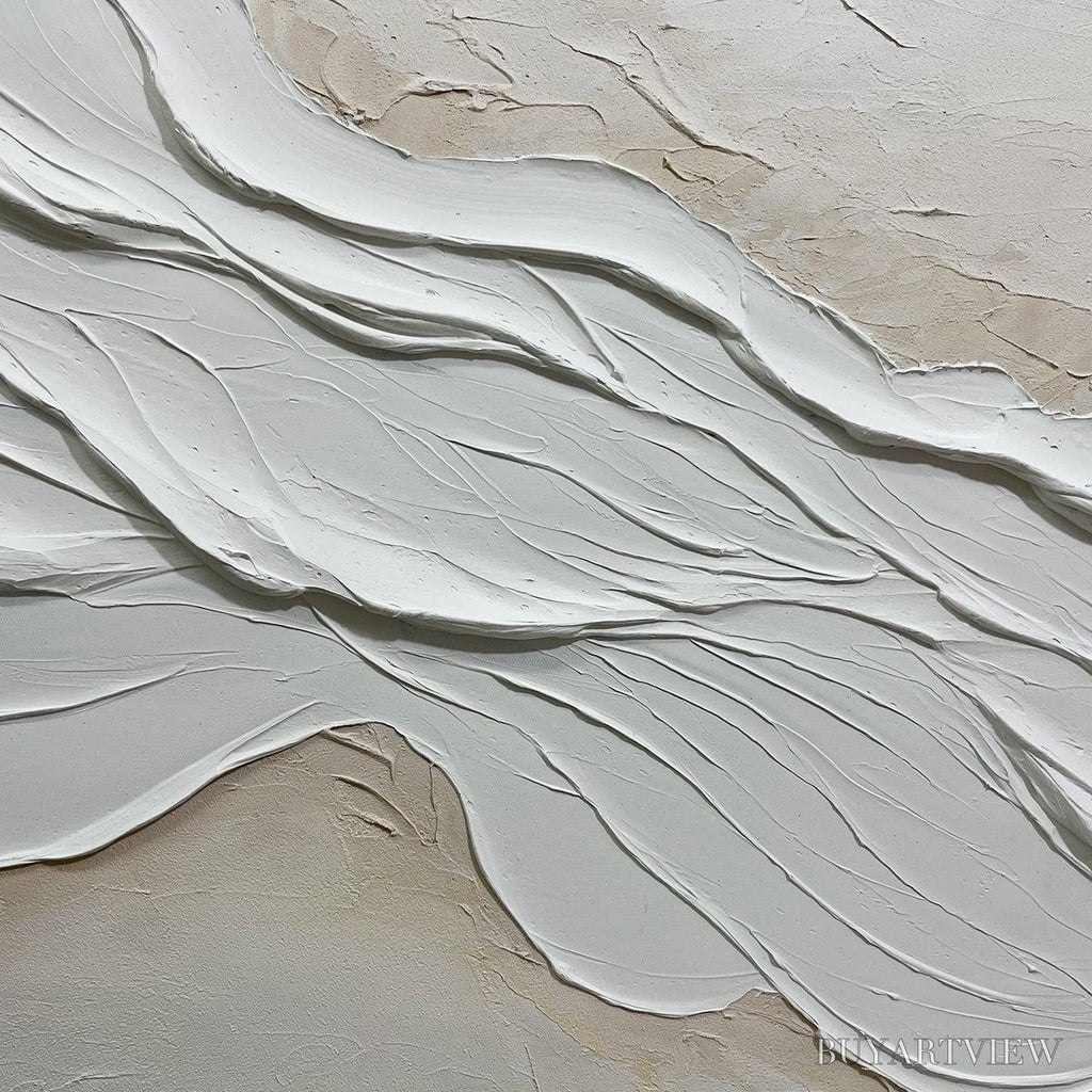 ARTOVITAS White Sands – Textured Abstract Oil Painting in White - image 5