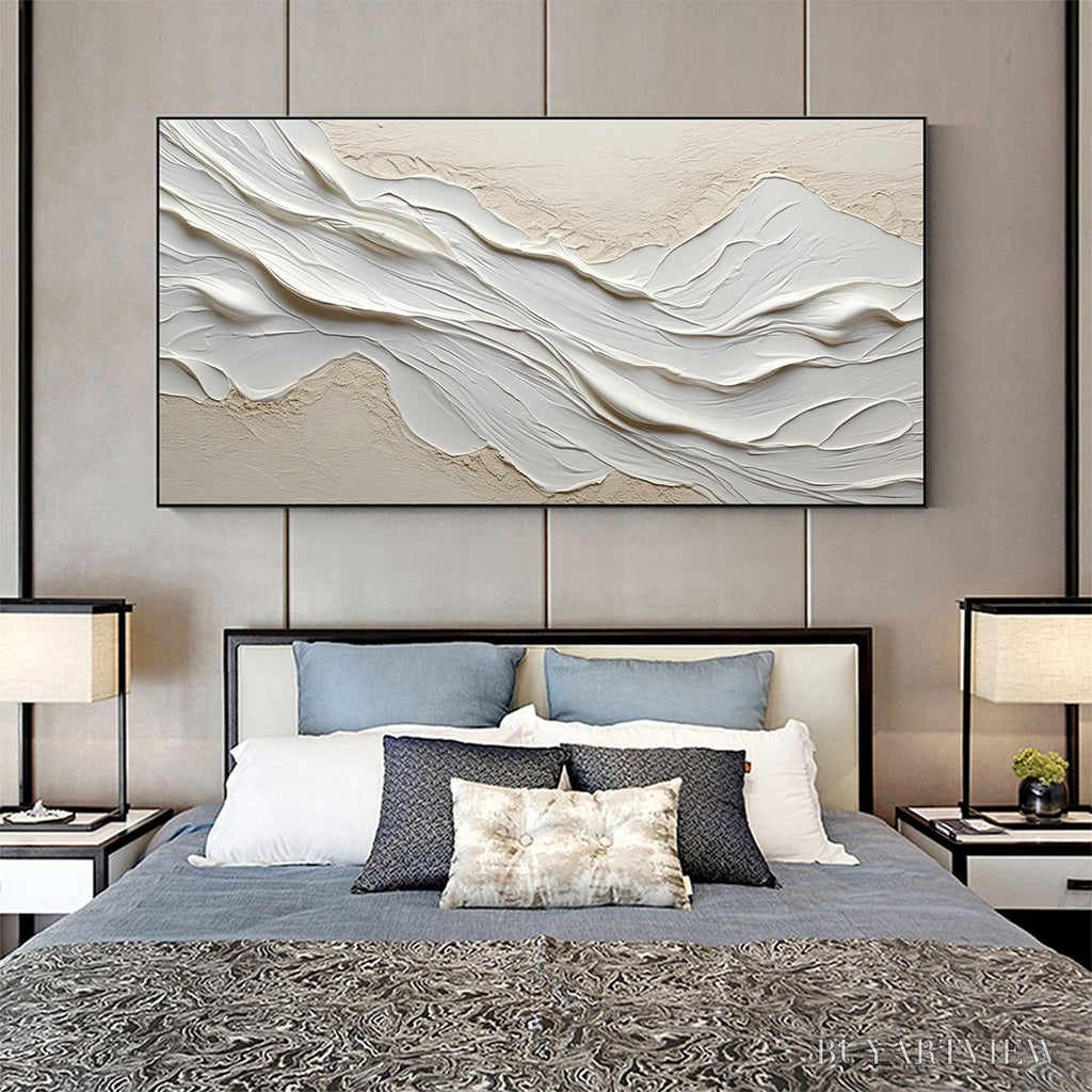 ARTOVITAS White Sands – Textured Abstract Oil Painting in White - image 6