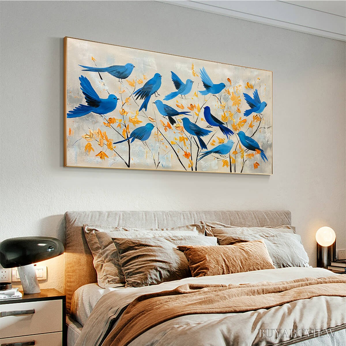 ARTOVITAS Azure Flight – Blue Birds Painting Minimalist Nature - image 4