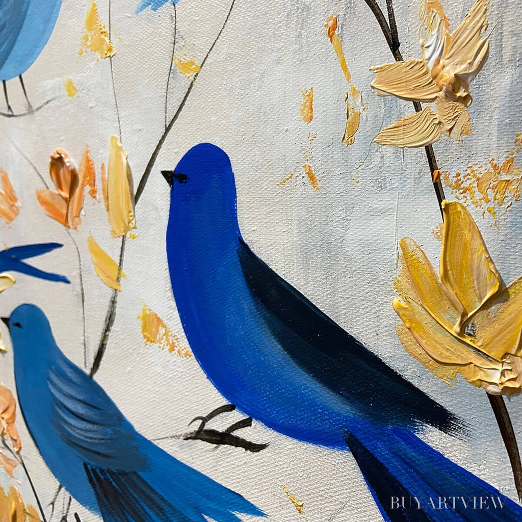 ARTOVITAS Azure Flight – Blue Birds Painting Minimalist Nature - image 5