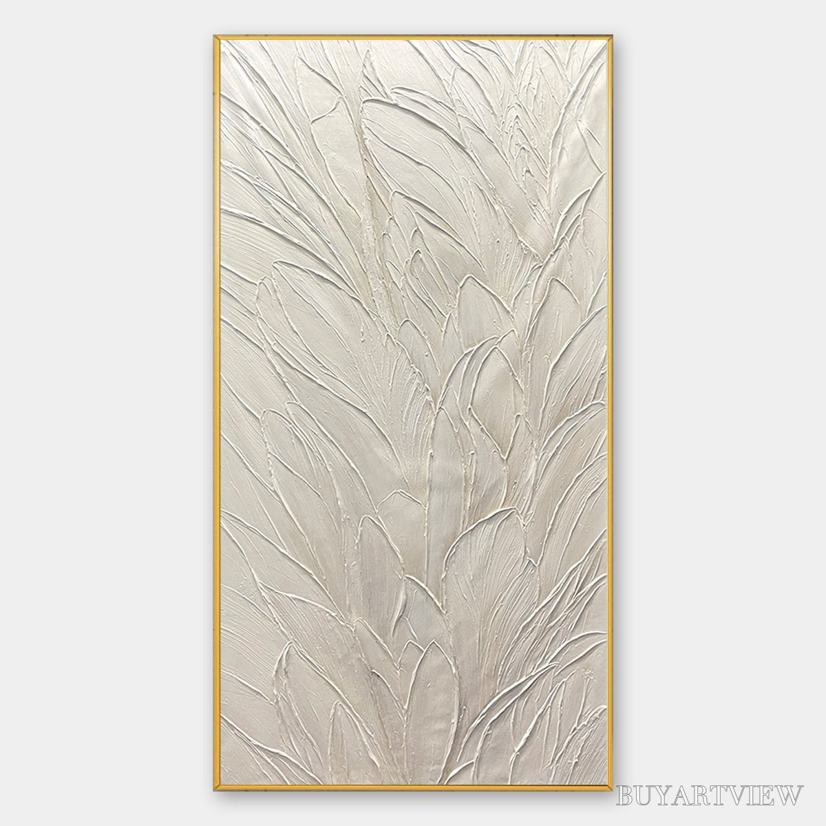 ARTOVITAS Whispered Winds – Textured Minimalist Oil Painting in Off-White - image 1