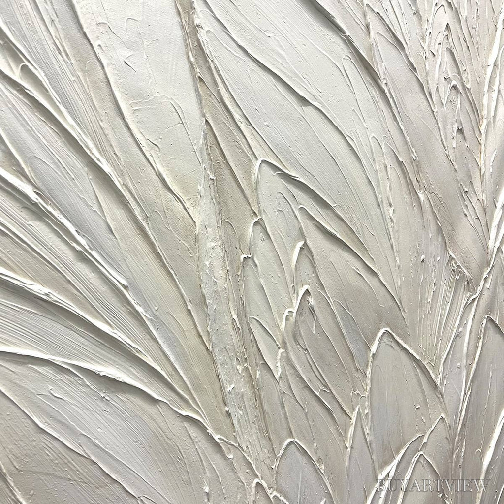 ARTOVITAS Whispered Winds – Textured Minimalist Oil Painting in Off-White - image 3