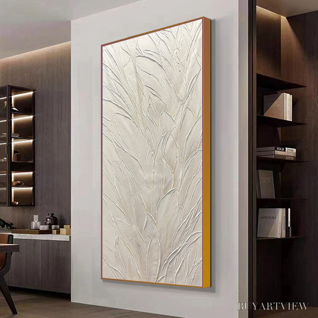 ARTOVITAS Whispered Winds – Textured Minimalist Oil Painting in Off-White - image 4