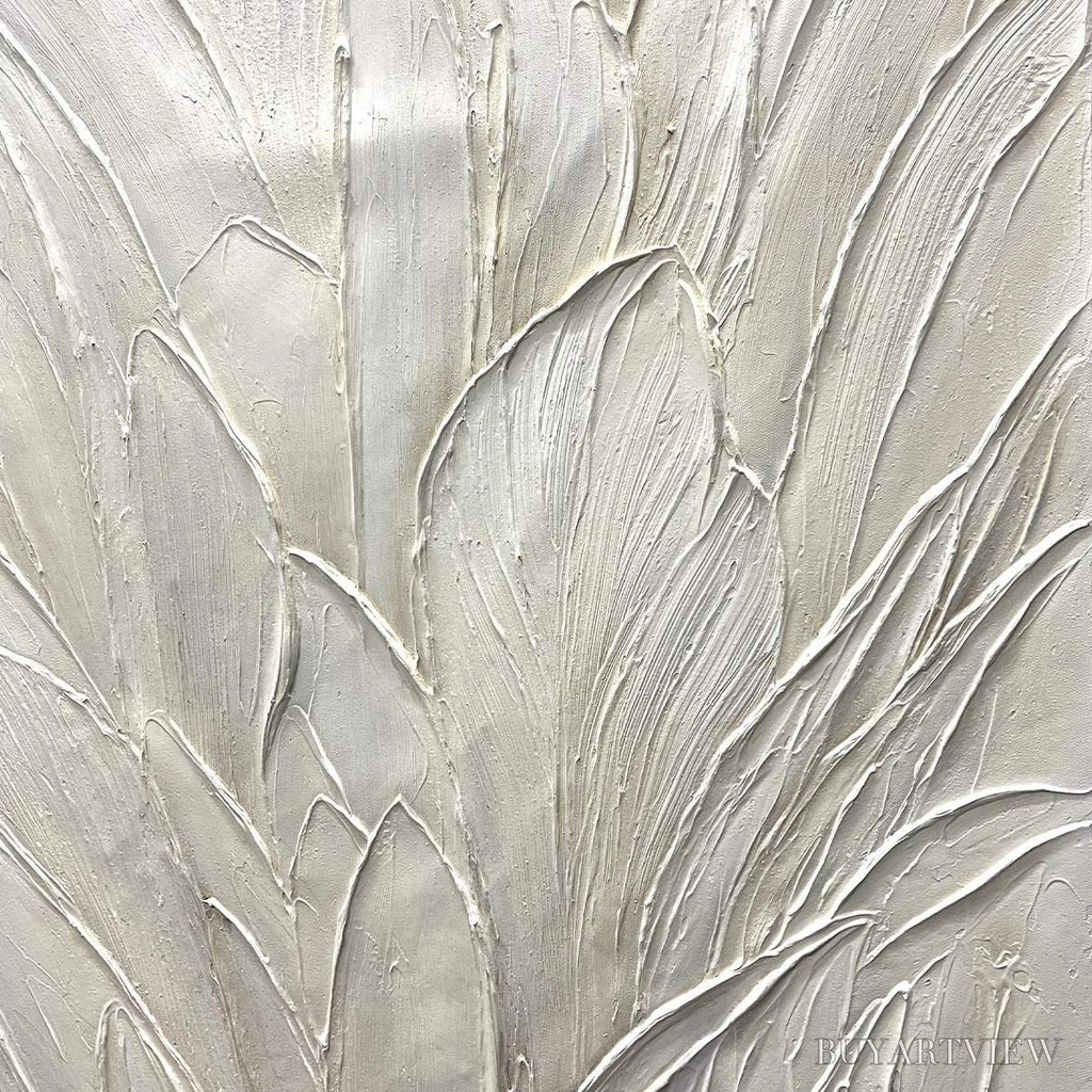 ARTOVITAS Whispered Winds – Textured Minimalist Oil Painting in Off-White - image 5