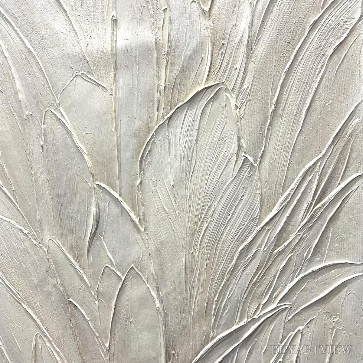 ARTOVITAS Whispered Winds – Textured Minimalist Oil Painting in Off-White - image 5