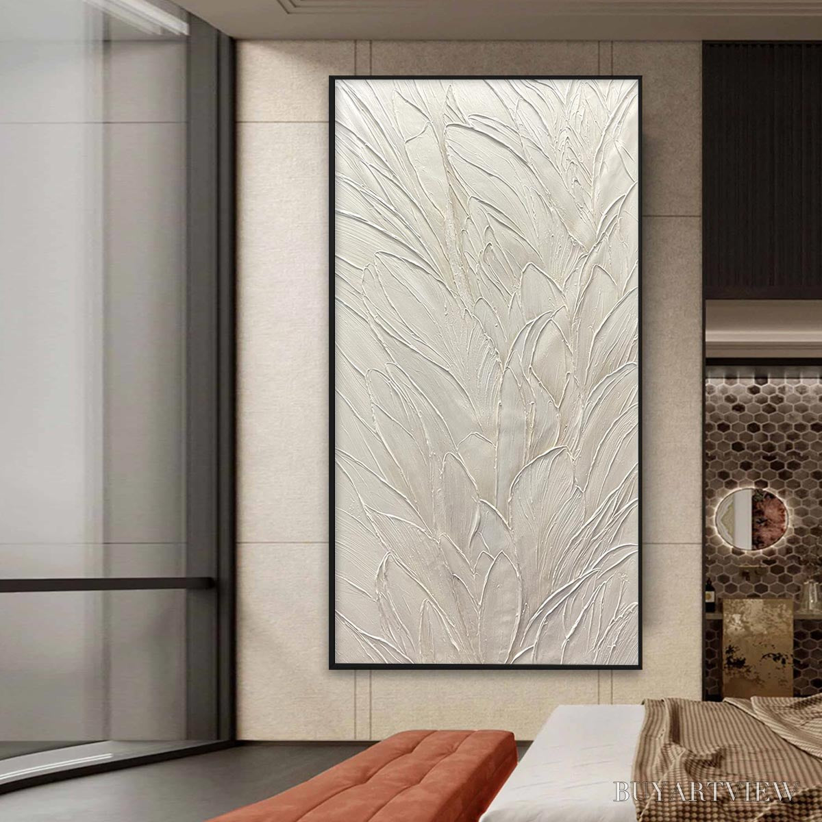 ARTOVITAS Whispered Winds – Textured Minimalist Oil Painting in Off-White - image 6