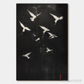 ARTOVITAS Flight of Dreams – Minimalist Birds on Black Oil Painting - image 1