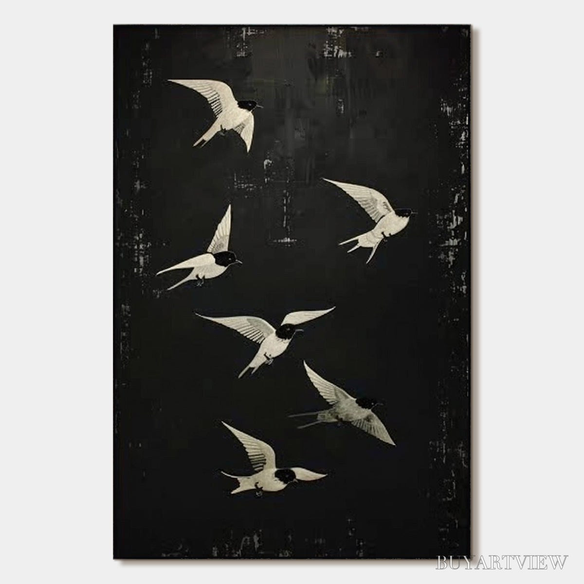ARTOVITAS Flight – Minimalist Birds in Flight Oil Painting - image 1
