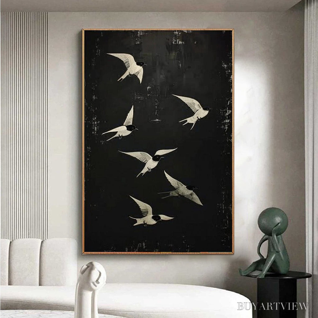 ARTOVITAS Flight – Minimalist Birds in Flight Oil Painting - image 2