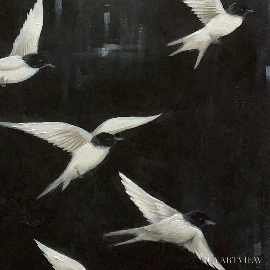 ARTOVITAS Flight – Minimalist Birds in Flight Oil Painting - image 3