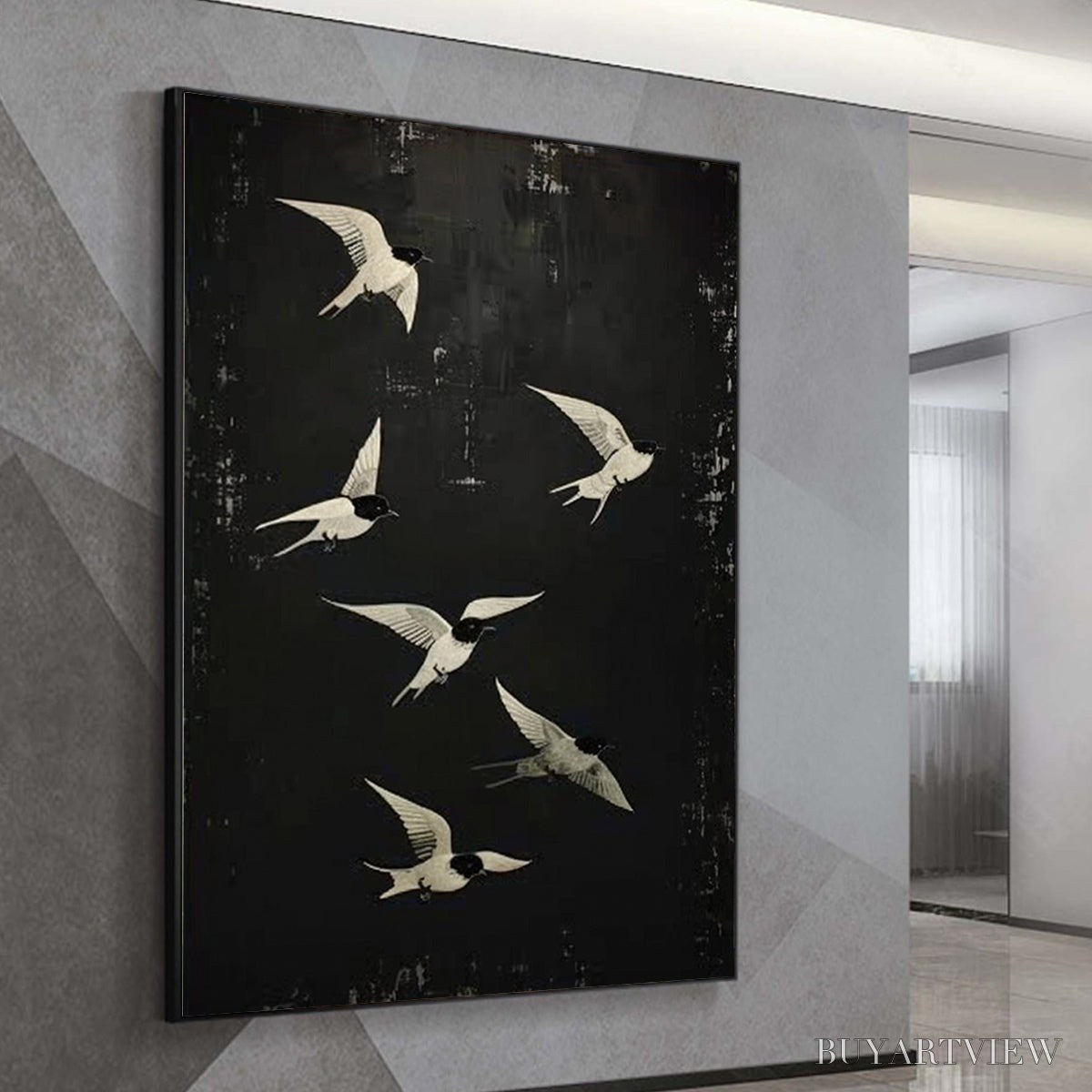 ARTOVITAS Flight – Minimalist Birds in Flight Oil Painting - image 4