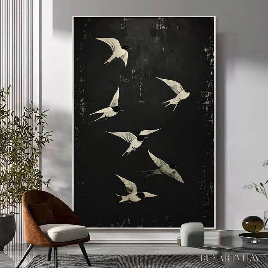 ARTOVITAS Flight – Minimalist Birds in Flight Oil Painting - image 6