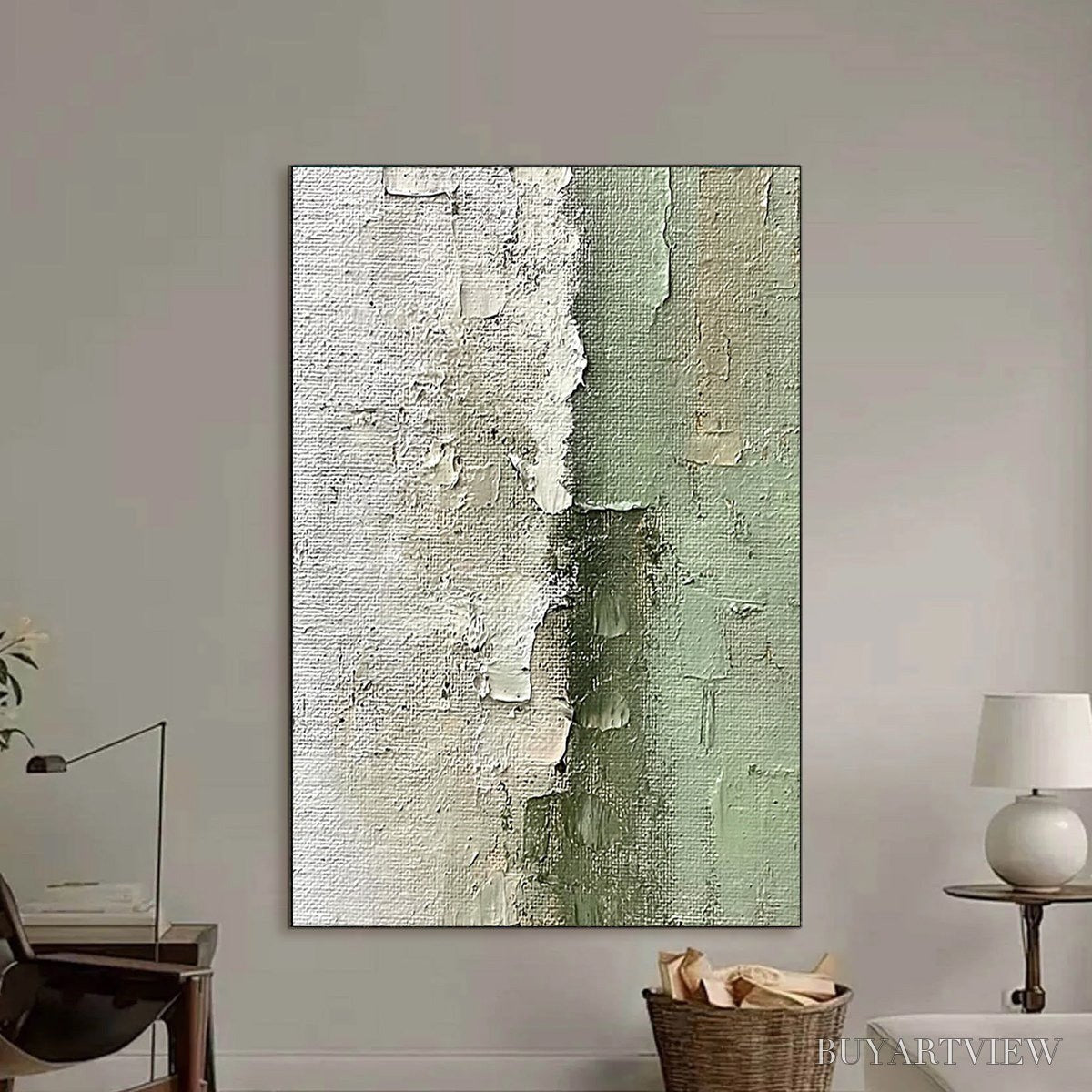 ARTOVITAS Serene Simplicity – Textured Minimalist Abstract Oil Painting - image 2