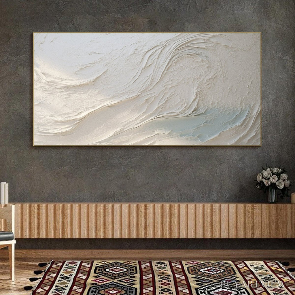 ARTOVITAS Whispers of White – Textured Minimalist Oil Painting - image 6