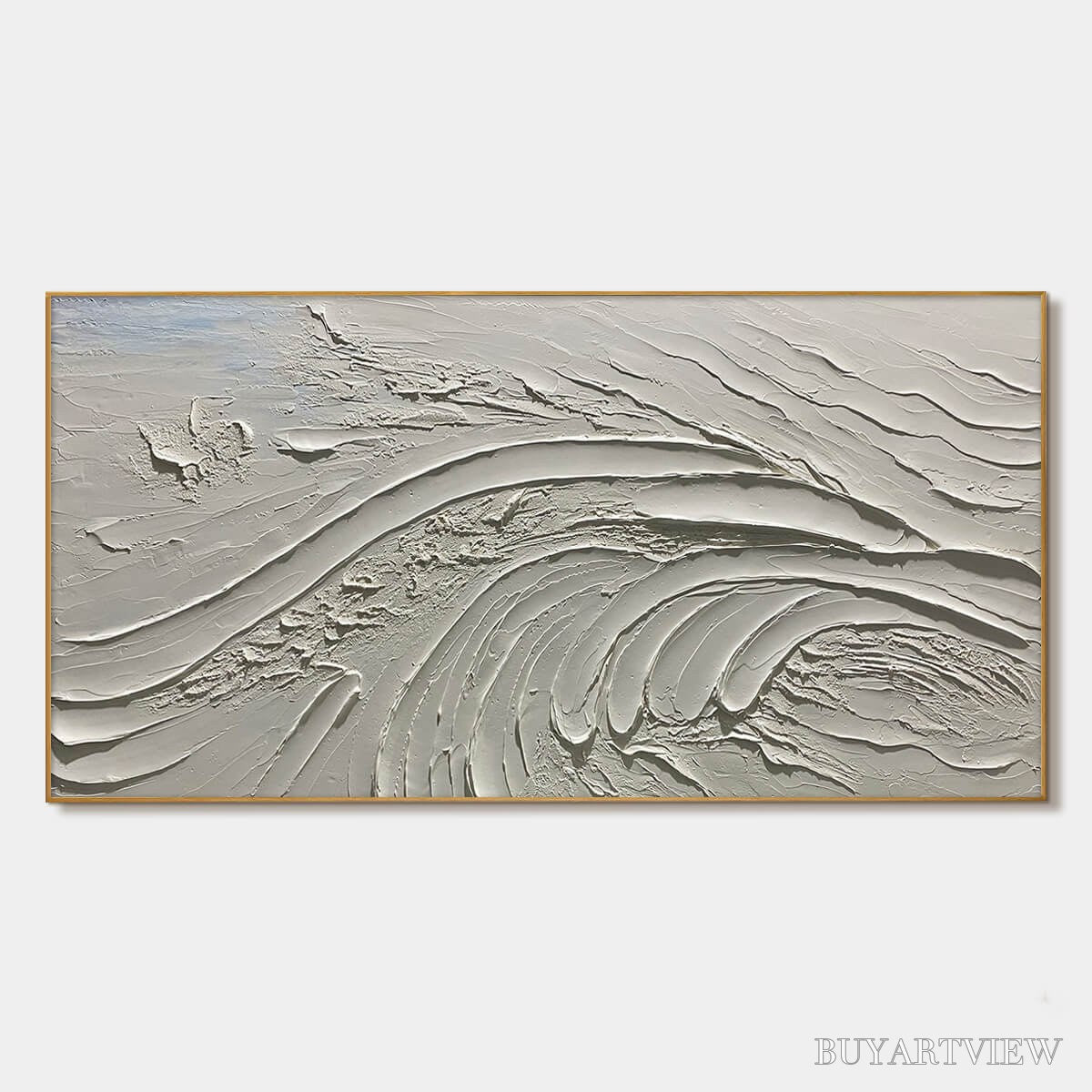 ARTOVITAS Serene Ridges – Textured Minimalist White Oil Painting - image 1