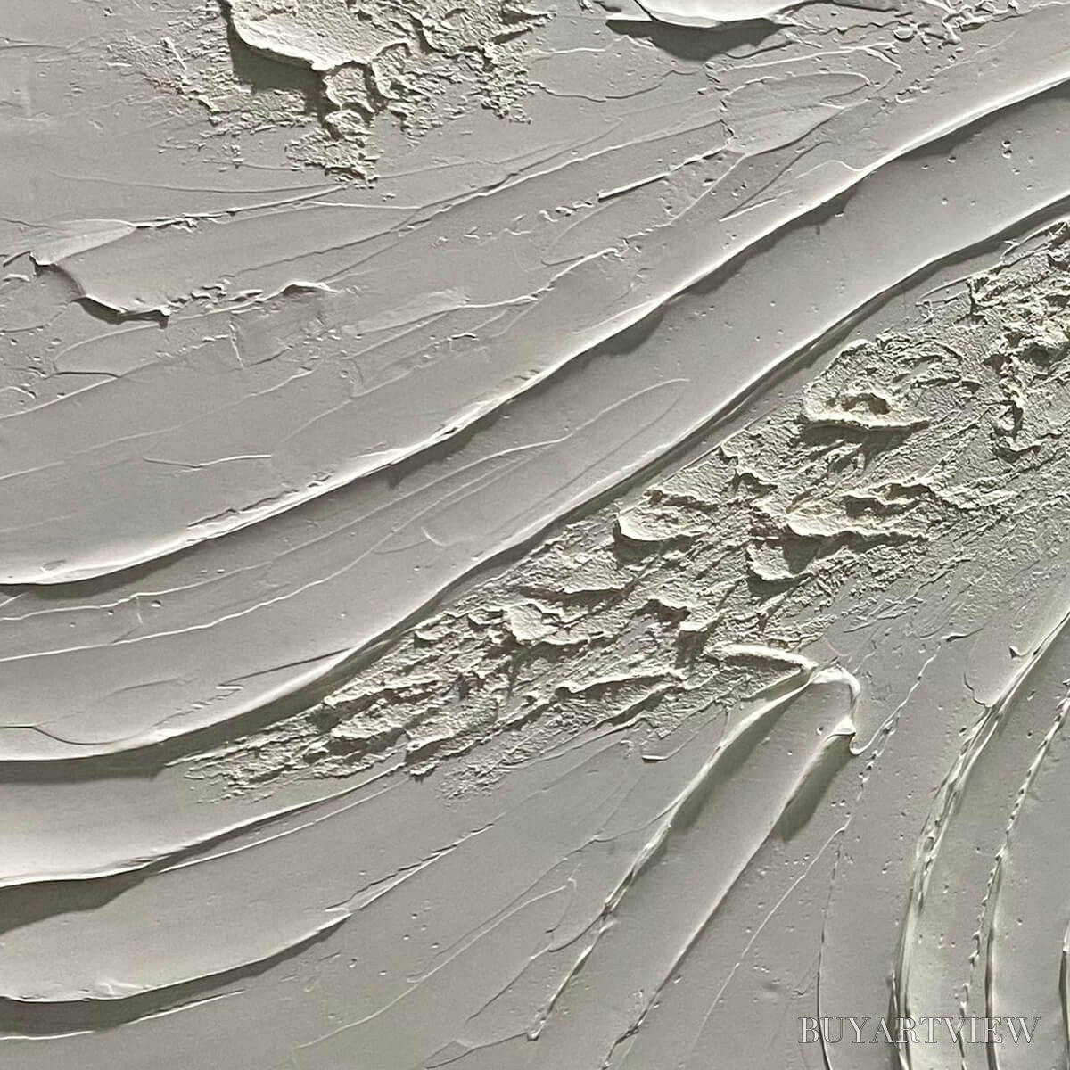 ARTOVITAS Serene Ridges – Textured Minimalist White Oil Painting - image 3