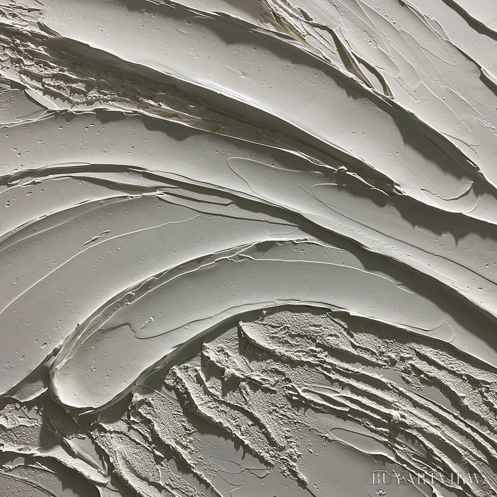 ARTOVITAS Serene Ridges – Textured Minimalist White Oil Painting - image 5