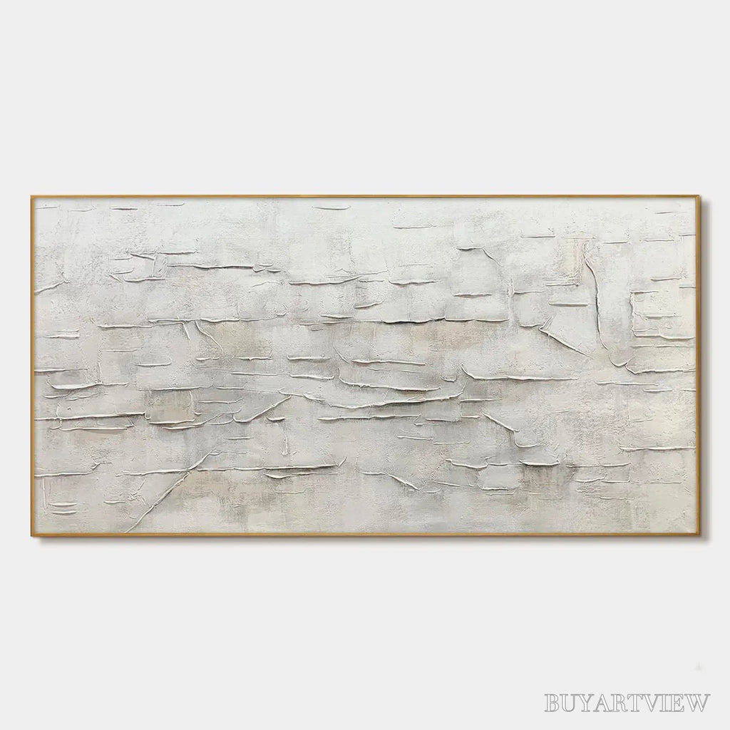 ARTOVITAS White Sands – White Abstract Minimalist Oil Painting on Canvas - image 1