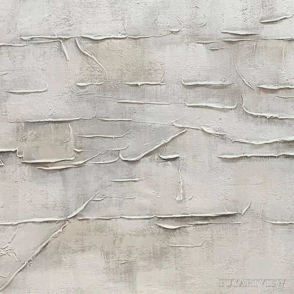 ARTOVITAS White Sands – White Abstract Minimalist Oil Painting on Canvas - image 3
