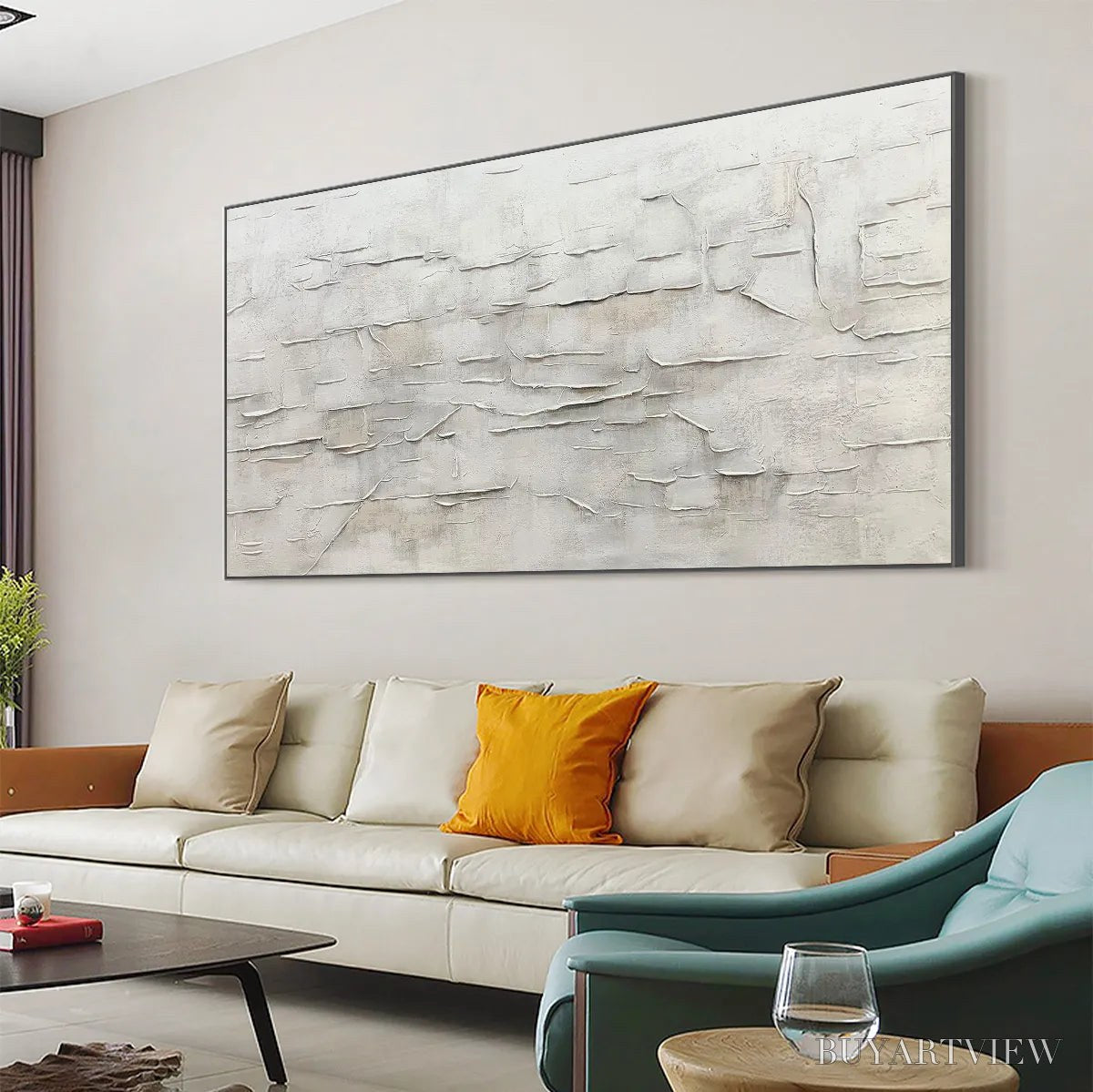 ARTOVITAS White Sands – White Abstract Minimalist Oil Painting on Canvas - image 4