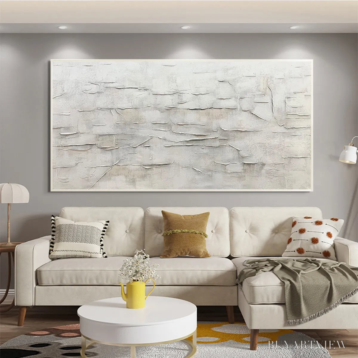 ARTOVITAS White Sands – White Abstract Minimalist Oil Painting on Canvas - image 6