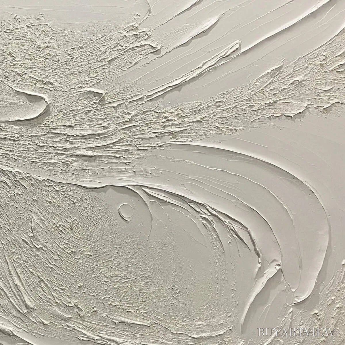 ARTOVITAS Whispering Winds – White Beige Textured Abstract Oil Painting - image 3