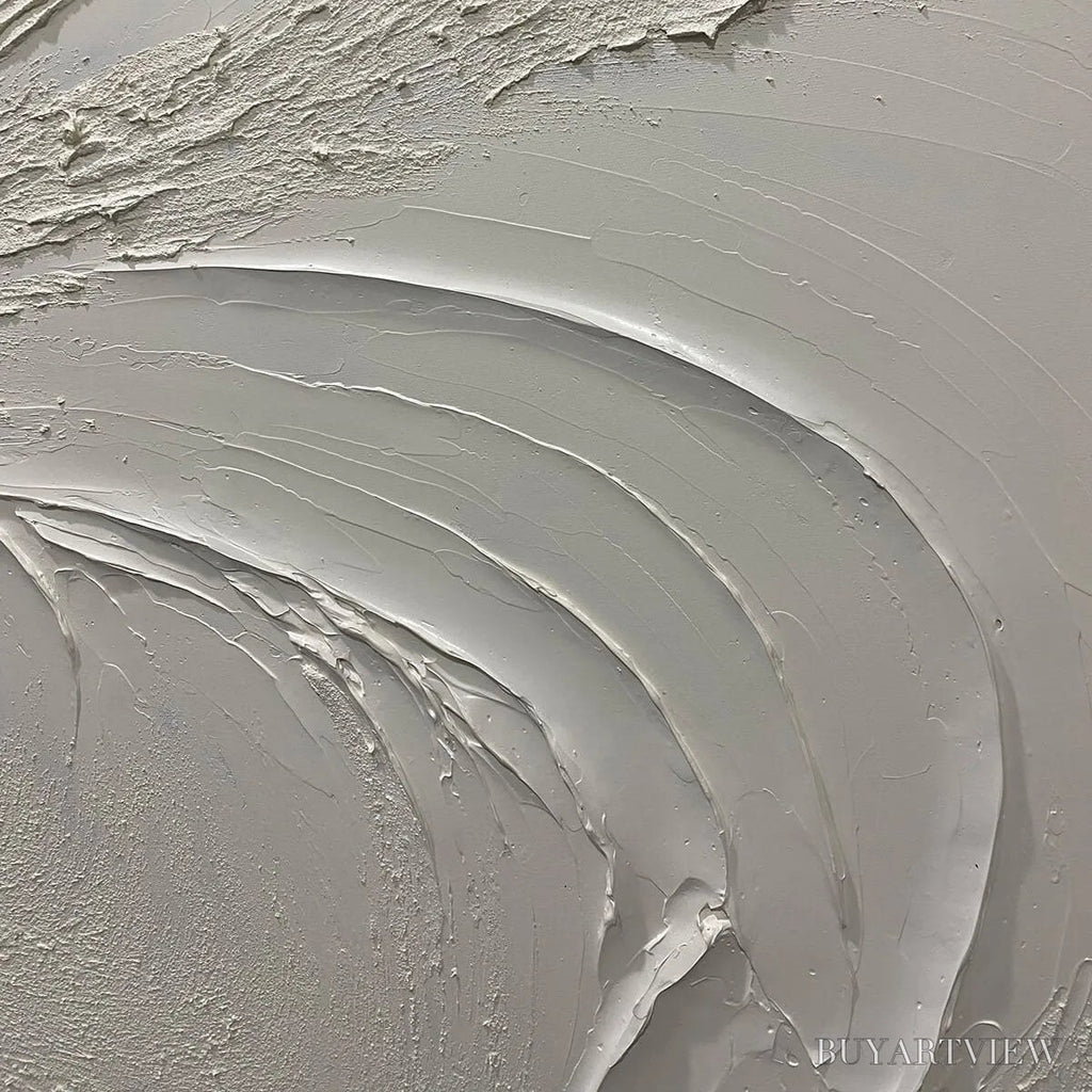 ARTOVITAS Whispering Winds – White Beige Textured Abstract Oil Painting - image 5