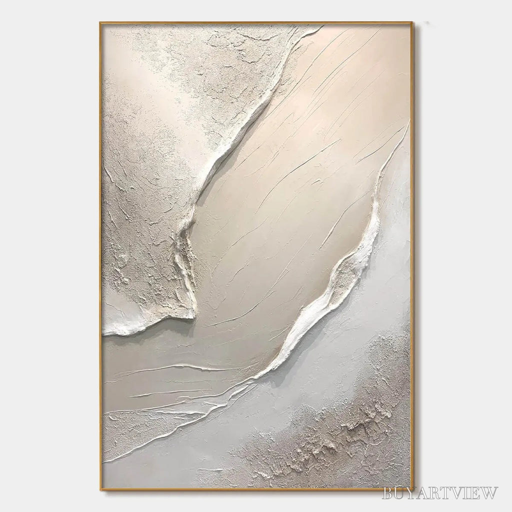 ARTOVITAS Serene Pathways – Minimalist Beige Textured Impasto Oil Painting - image 1