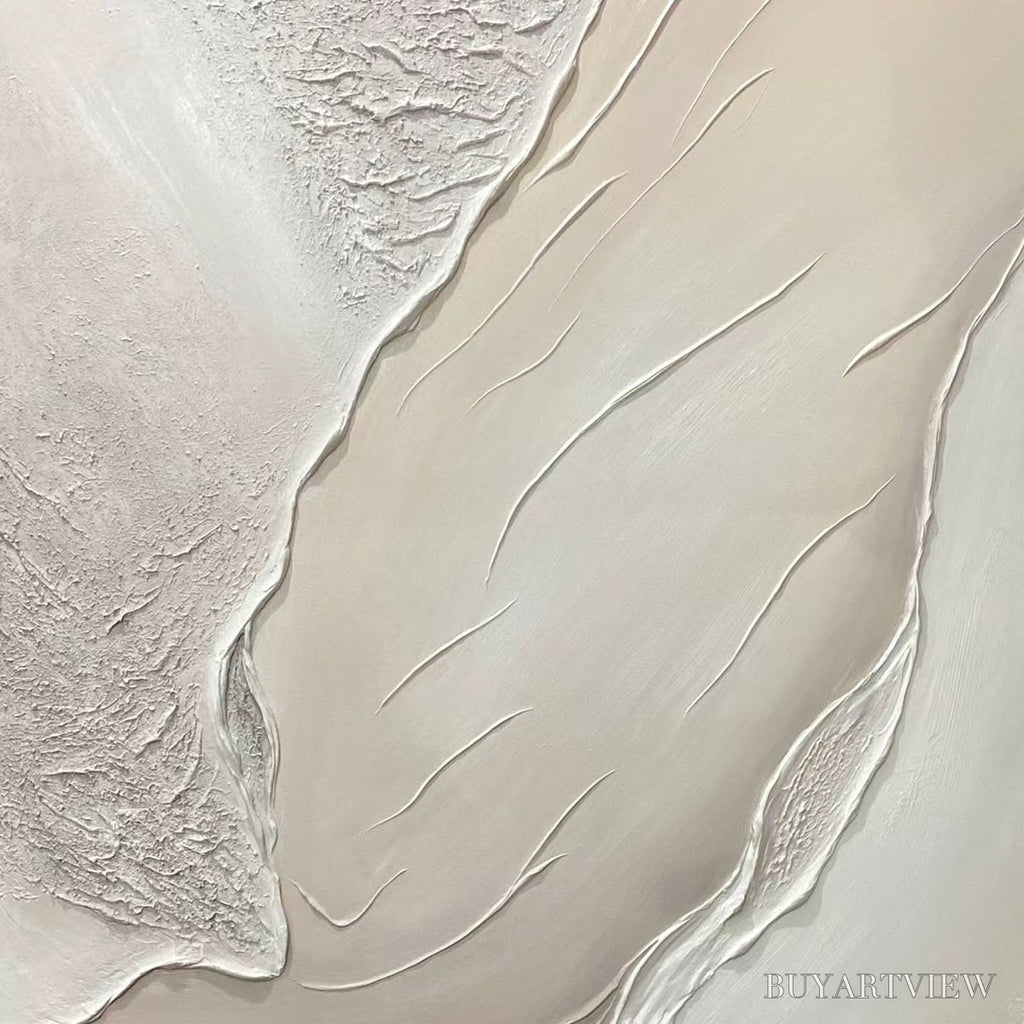 ARTOVITAS Serene Pathways – Minimalist Beige Textured Impasto Oil Painting - image 3