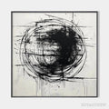 ARTOVITAS Ink Vortex – Minimalist Black and White Abstract Oil Painting - image 1