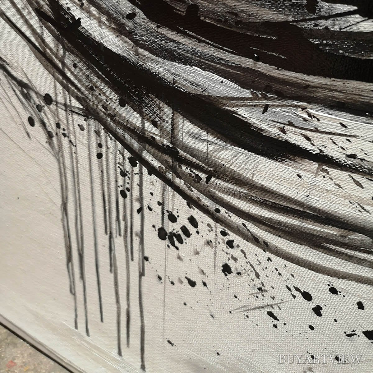 ARTOVITAS Ink Vortex – Minimalist Black and White Abstract Oil Painting - image 3