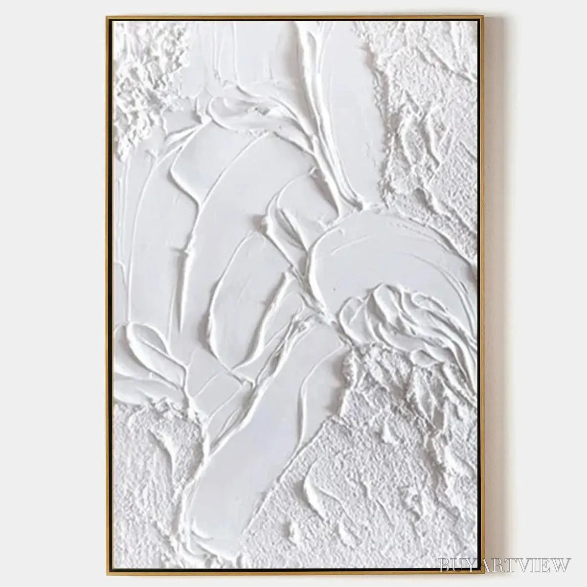 ARTOVITAS White Texture – Textured Abstract Painting, White , Vertical Canvas, Minimalist Decor - image 1