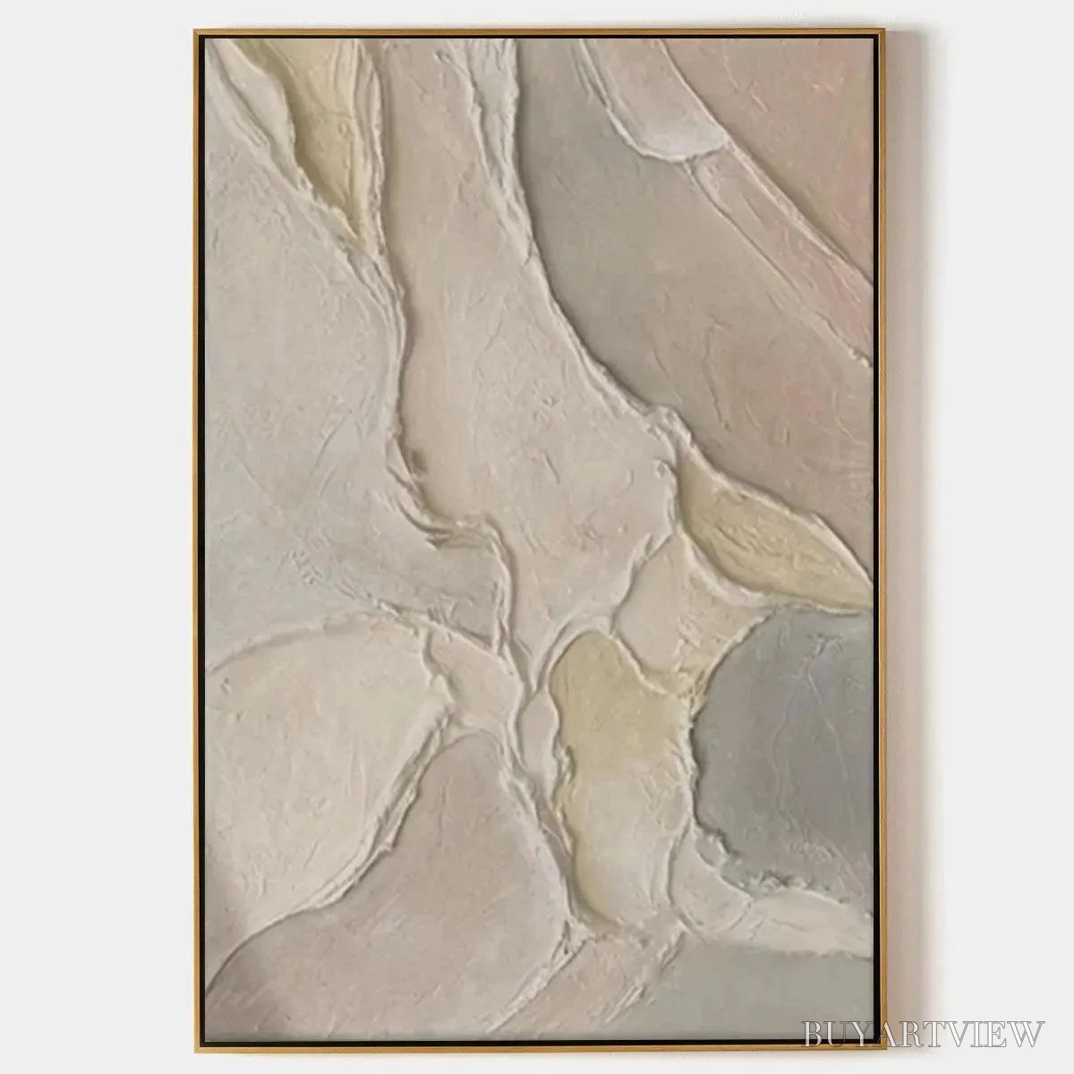 ARTOVITAS Serene Textures – Textured Abstract Painting, Neutral Beige , Vertical Canvas, Minimalist Decor - image 1