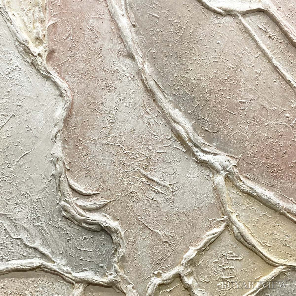 ARTOVITAS Serene Textures – Textured Abstract Painting, Neutral Beige , Vertical Canvas, Minimalist Decor - image 3