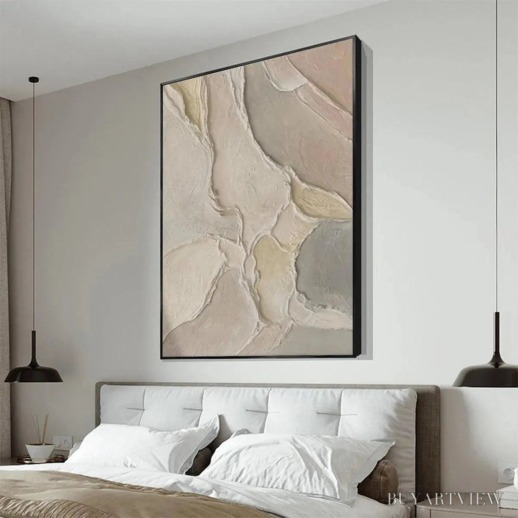 ARTOVITAS Serene Textures – Textured Abstract Painting, Neutral Beige , Vertical Canvas, Minimalist Decor - image 5