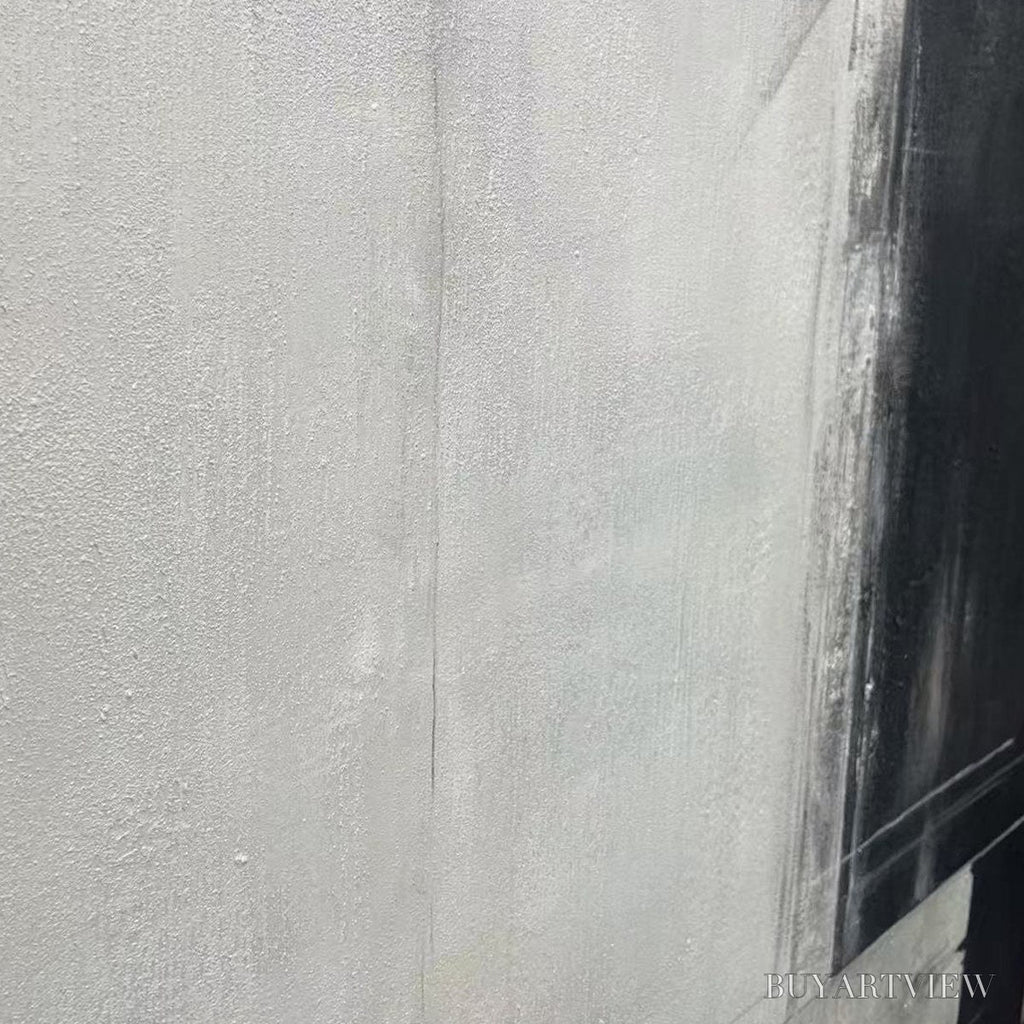 ARTOVITAS Monochrome Minimalism – Abstract Painting, Black and White , Textured Canvas, Vertical - image 5
