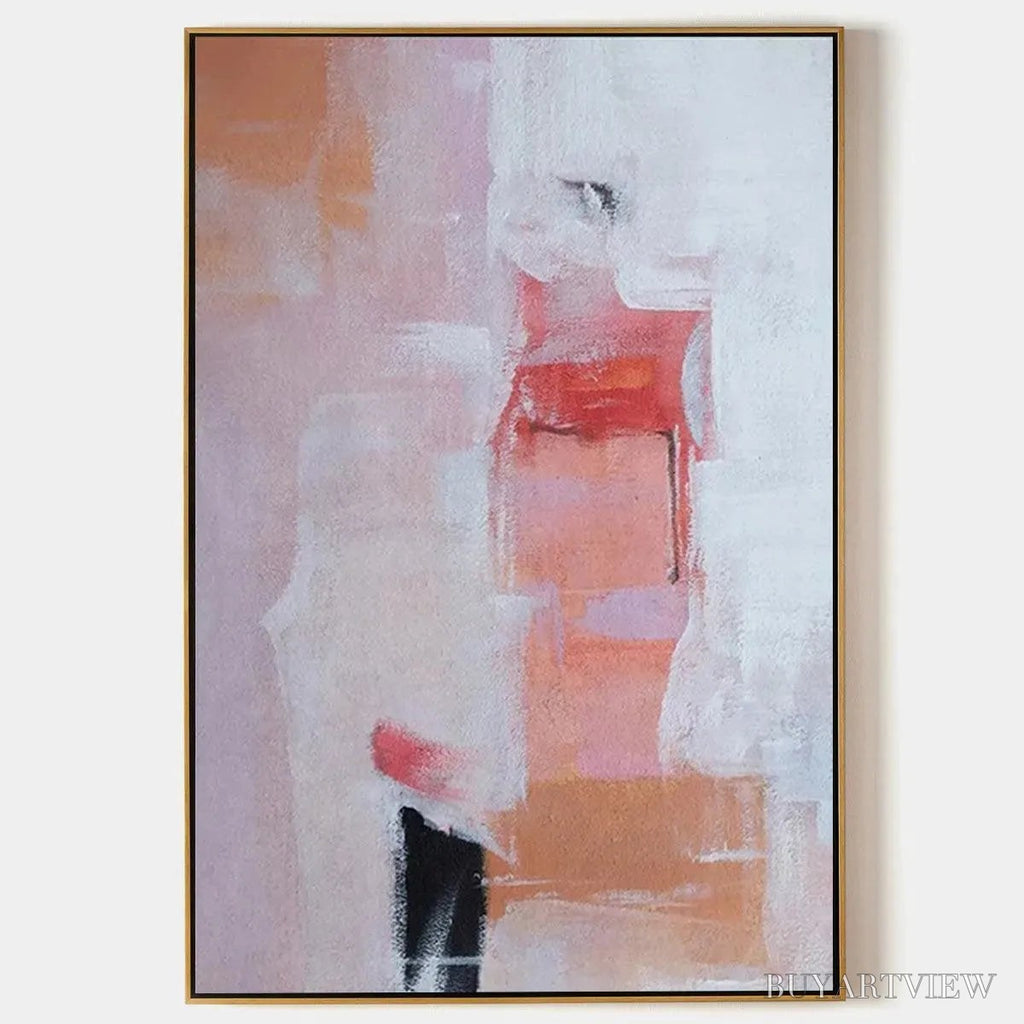 ARTOVITAS Blushing Dawn – Pink Abstract Painting, Textured , Vertical Canvas, Minimalist Decor - image 1