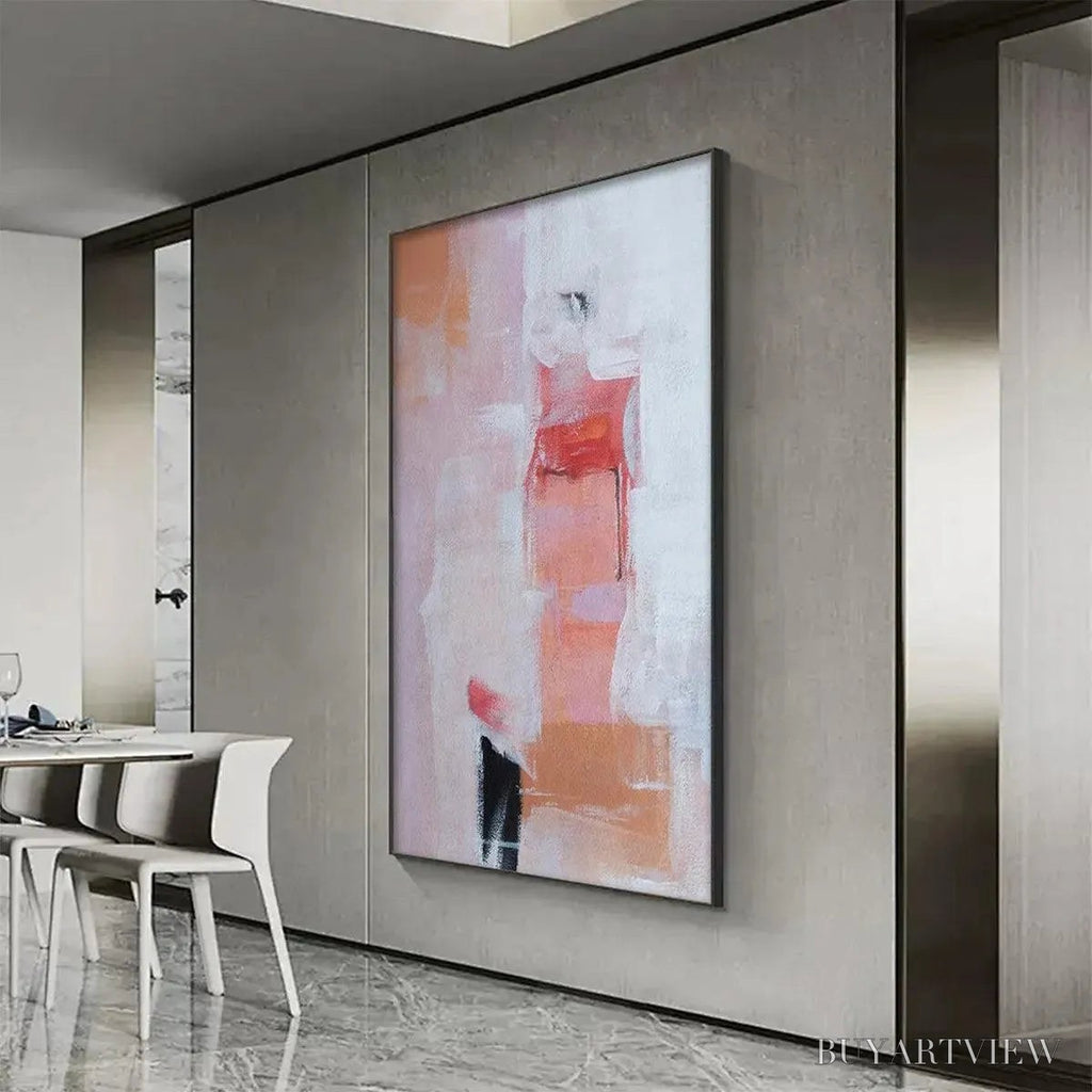 ARTOVITAS Blushing Dawn – Pink Abstract Painting, Textured , Vertical Canvas, Minimalist Decor - image 6