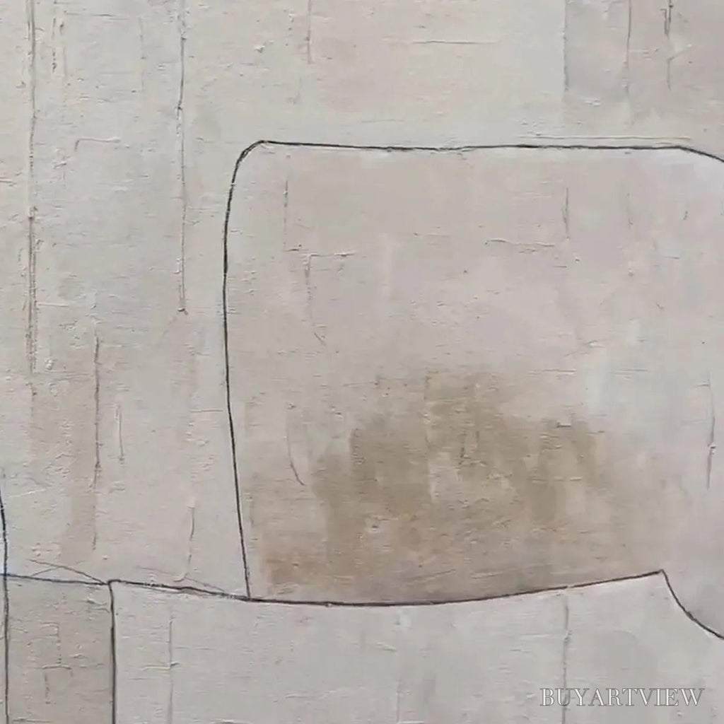 ARTOVITAS Neutral Abstract – Minimalist Abstract Painting in Beige and Black - image 3