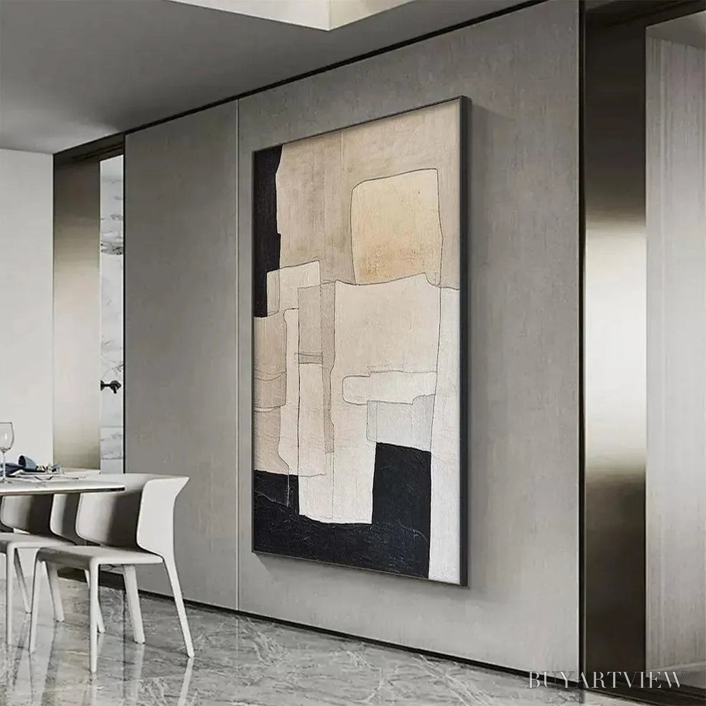 ARTOVITAS Neutral Abstract – Minimalist Abstract Painting in Beige and Black - image 5